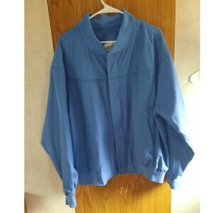 VNTG 90s Y2K Windbreaker Blue Utility Jacket Cropped Boxy Lined Workwear Large